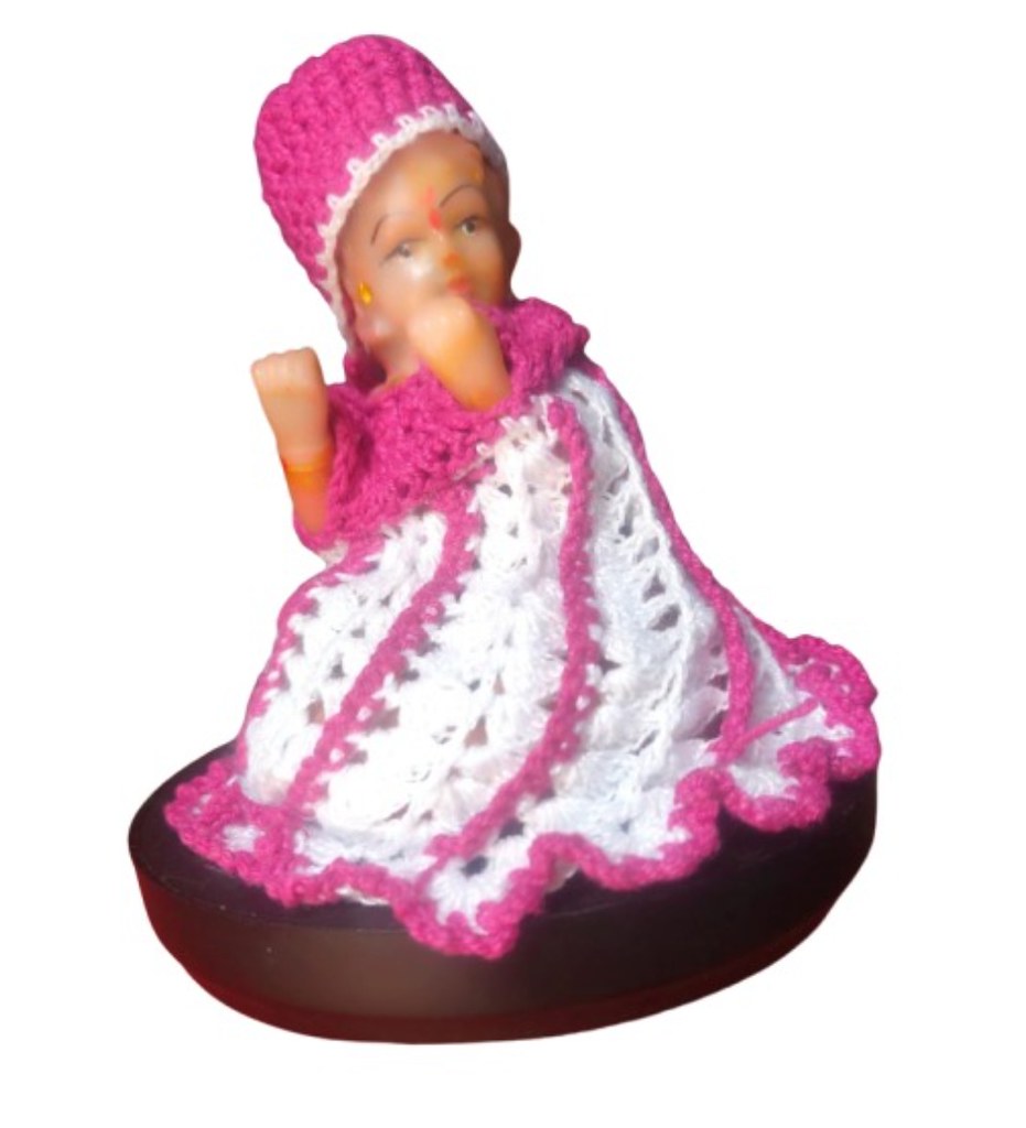 Laddu Gopal Tharad Dress Size: 0 To 6 (Pink-White)