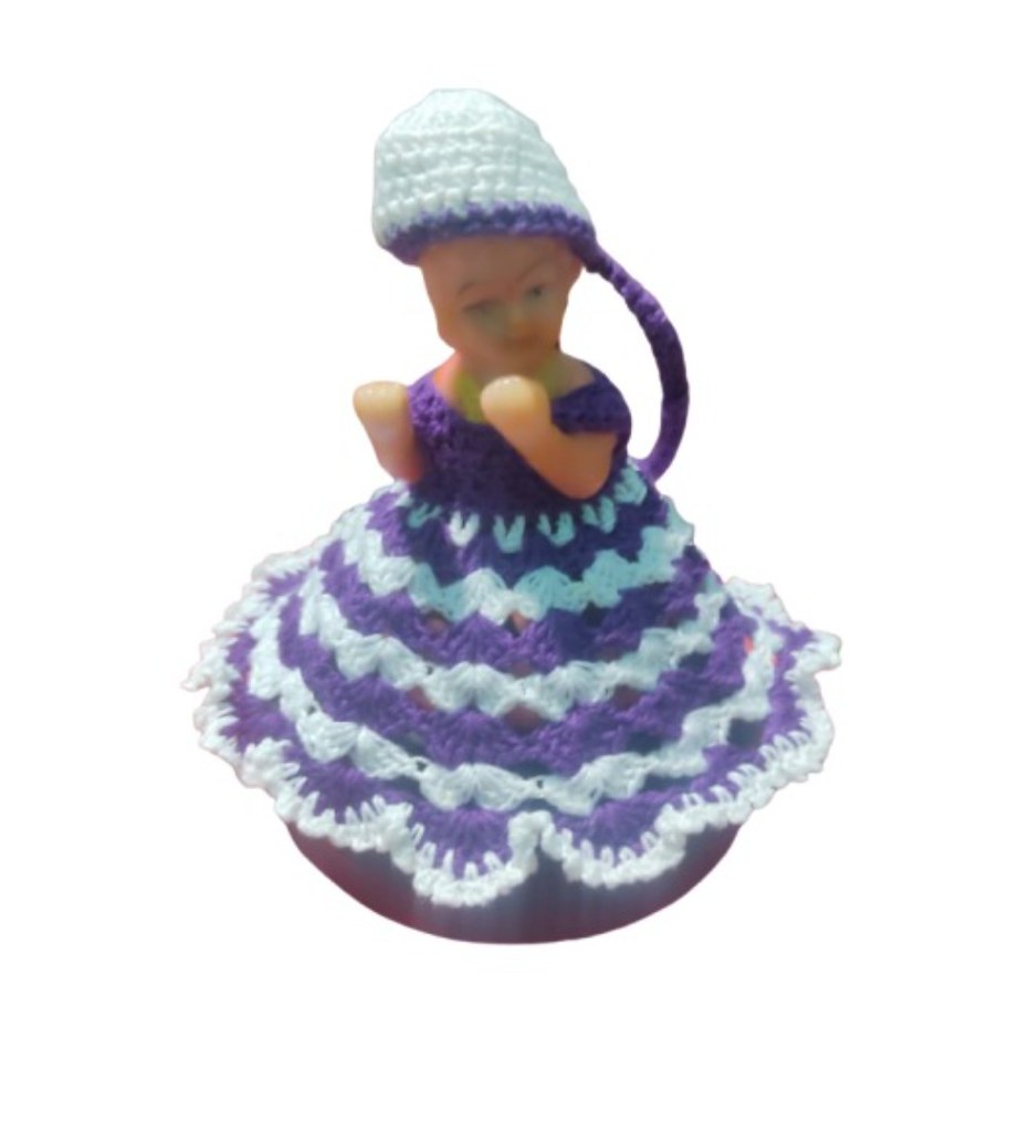 Laddu Gopal Tharad Dress Size: 0 To 6 (White-Lavender)