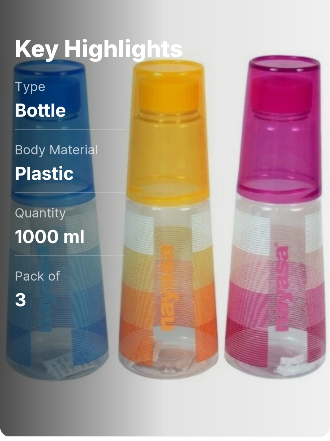 Nayasa water bottles set of 3